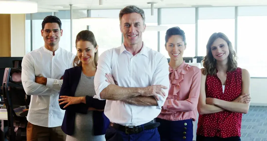 Multicultural team working together